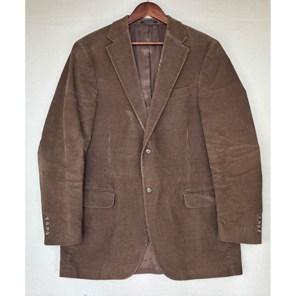 VTG LANDS' END Brown Corduroy Blazer Sport‎ Coat Jacket Men's Office Work 42L